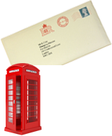 Photo of a letter and post box Photo of a letter and post box