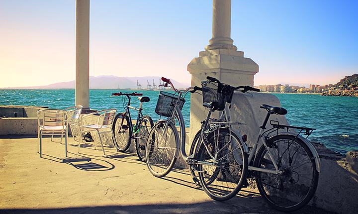 Photo of bicycles on seafront in Malaga