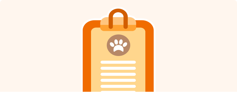 Drawing of a clipboard with a paw print on the paper