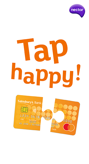 credit card with tap happy text