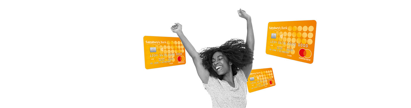 Woman happy with credit cards