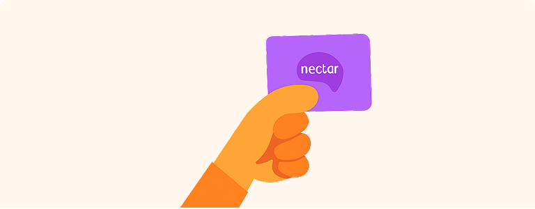 £35 Nectar Points Drawing of a hand holding a nectar card