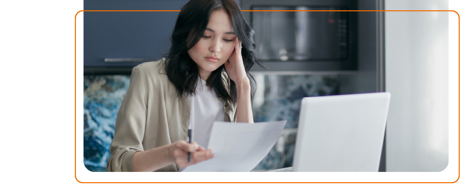 Woman looking at paper